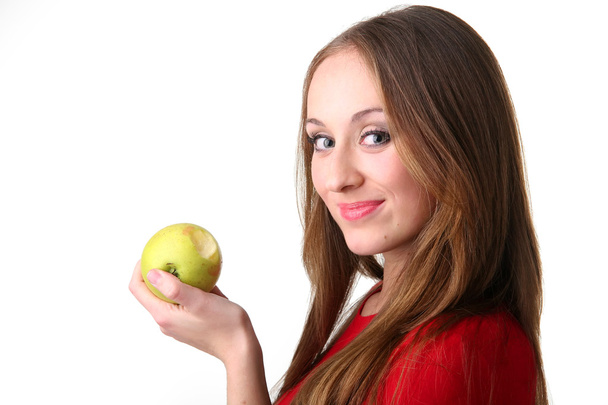 The beautiful girl with apple - Foto, immagini