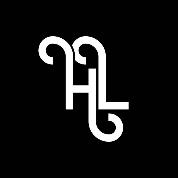 Дизайн логотипа на черном фоне. Творческие инициалы буквенной концепции логотипа. Дизайн букв. Дизайн белой буквы на черном фоне. H L, h l logo - Вектор,изображение