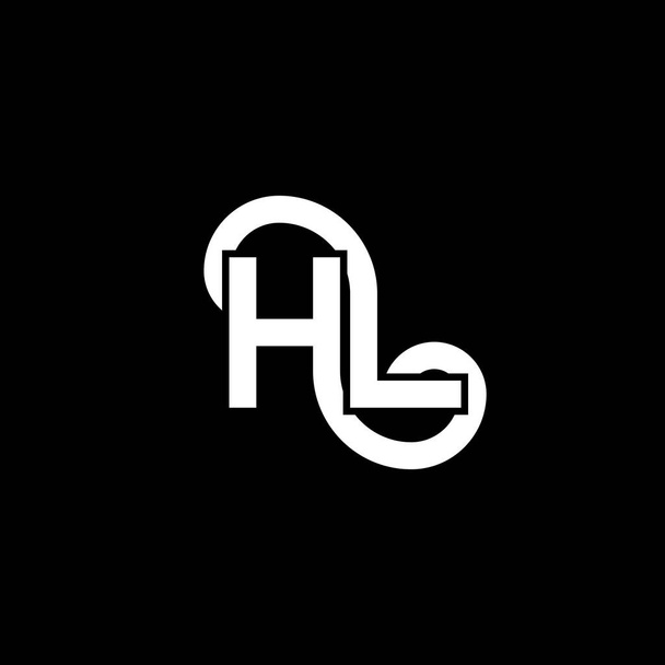 Дизайн логотипа на черном фоне. Творческие инициалы буквенной концепции логотипа. Дизайн букв. Дизайн белой буквы на черном фоне. H L, h l logo - Вектор,изображение