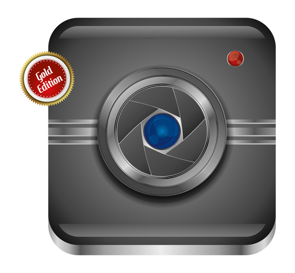 Silver camera application icon - Vector, imagen
