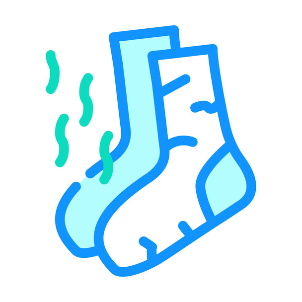 chaussettes odeur icône couleur vecteur illustration ligne - Vecteur, image