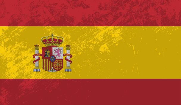 Grunge Bandera de España. Bandera de España con textura grunge ondeante. - Vector, Imagen