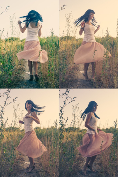Woman dancing outdoors colorized image - Valokuva, kuva