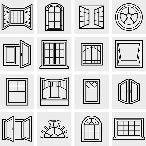 Icone vettoriali Windows impostate su grigio - Vettoriali, immagini