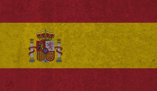 Grunge Bandera de España. Bandera de España con textura grunge ondeante. - Vector, Imagen