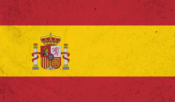 Grunge Spain flag. Spain flag with waving grunge texture. - Vector, Image