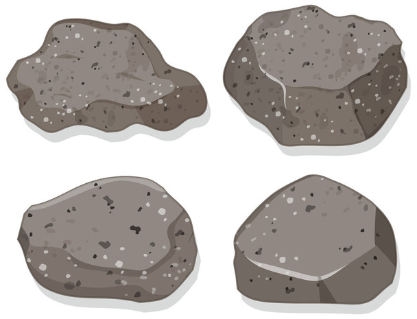 Conjunto de piedras de granito aisladas sobre fondo blanco ilustración - Vector, Imagen