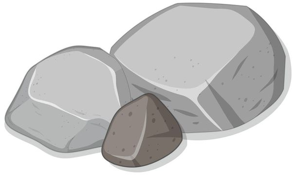 Gruppo di pietre grigie su sfondo bianco illustrazione - Vettoriali, immagini