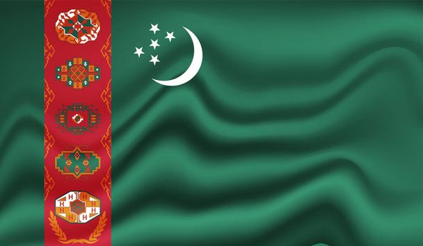 Grunge Türkmenisztán zászló. Türkmenisztán zászló hullámzó grunge textúrával. Vektorháttér. - Vektor, kép
