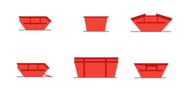 ensemble de poubelle est un grand conteneur de déchets à toit ouvert. icône vectorielle skip rouge - Vecteur, image
