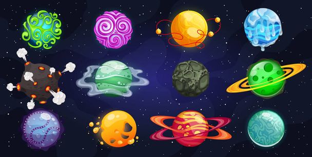 dibujos animados planetas de fantasía - Vector, imagen