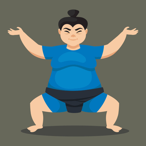 Female sumo wrestler front view. Japan character in cartoon style. - Vector, Image
