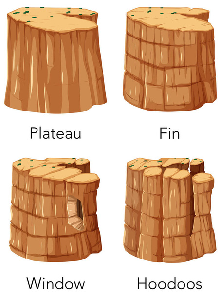 Set of different canyon with name illustration - Vector, Image