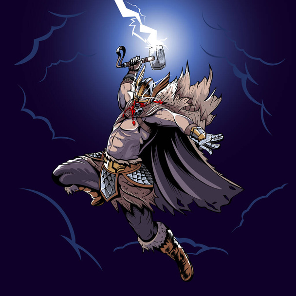 Thor de god van de donder - Vector, afbeelding