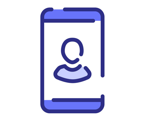 profil mobile utilisateur icône isolée unique avec tiret ou tiret illustration vectorielle de conception de style ligne - Vecteur, image