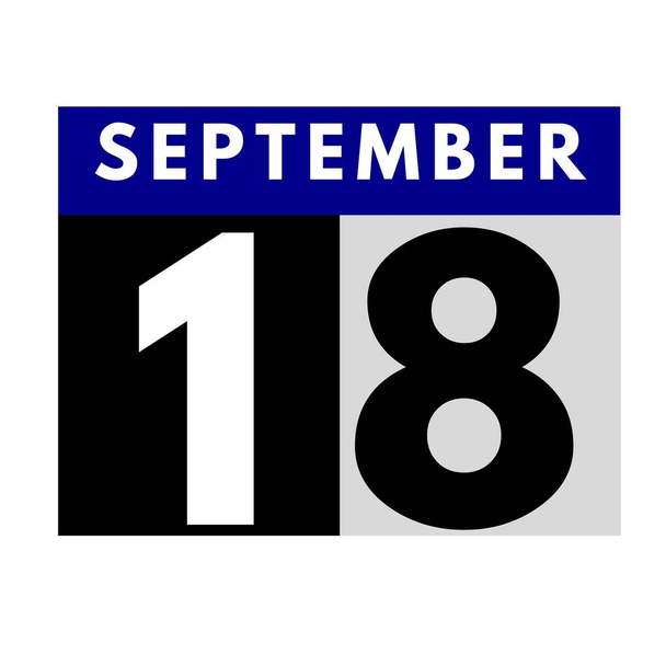 18 września. płaski kalendarz dzienny ikona .data, dzień, miesiąc .kalendarz na miesiąc wrzesień - Zdjęcie, obraz