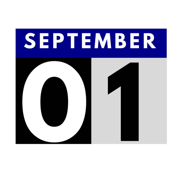 1 september. platte dagelijkse kalender pictogram .datum, dag, maand .kalender voor de maand september - Foto, afbeelding