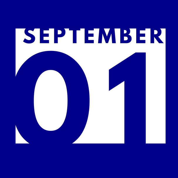 Szeptember 1. lapos modern napi naptár ikon .dátum, nap, hónap .naptár szeptember hónapra - Fotó, kép