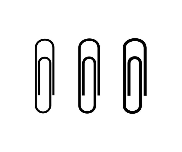 Conjunto de clip de papel, silueta de clip negro, ilustración de clips planos - vector - Vector, Imagen