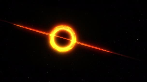 Αφηρημένη μαύρη τρύπα στο βαθύ διάστημα animation με φωτοστέφανο γύρω. 4K 3D Animation of Supermassive BlackHole. Sci-fi Γραφικά Concept Space Background. - Πλάνα, βίντεο