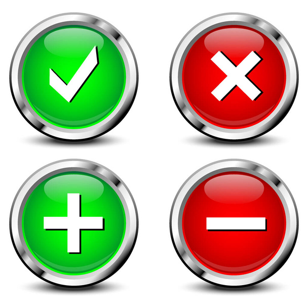Permission buttons set, vector illustration on white - Vector, Image