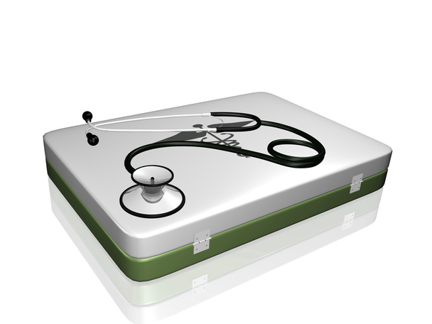 Stethoscoop en medische kit - Foto, afbeelding