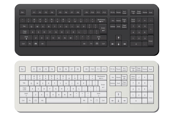 Imagem de um teclado preto e branco isolado sobre um fundo branco
. - Vetor, Imagem