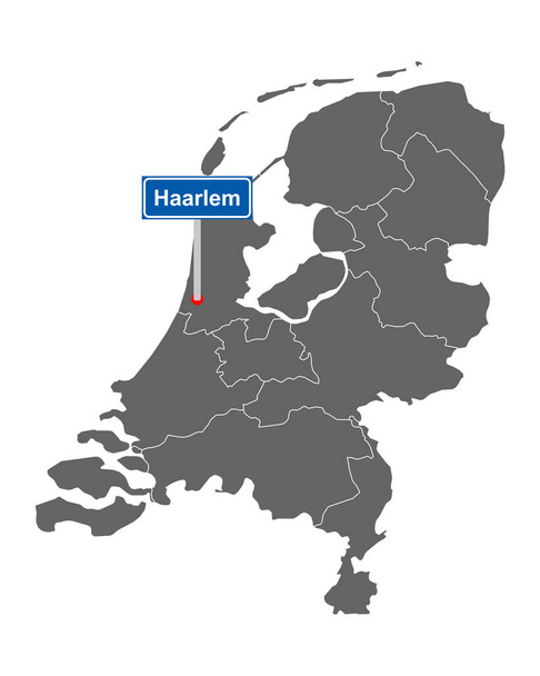 Mapa dos Países Baixos com sinal de estrada Haarlem - Vetor, Imagem