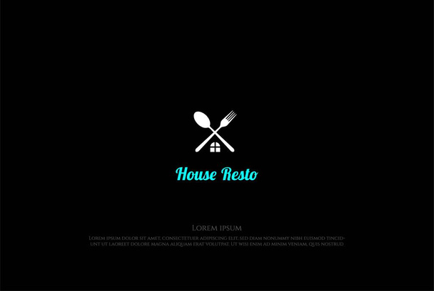 House Spoon Çatal Restoranı Logo Tasarım Vektörü - Vektör, Görsel