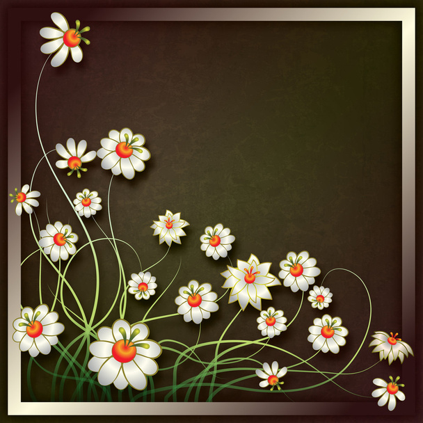 αφηρημένη εκλεκτής ποιότητας floral φόντο με λουλούδια - Διάνυσμα, εικόνα