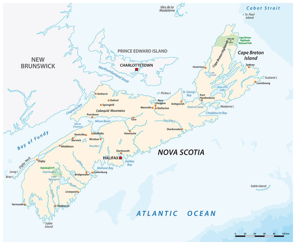 Mapa vetorial da província canadense de Nova Escócia - Vetor, Imagem