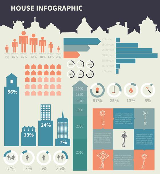 House infographic elements - Vetor, Imagem
