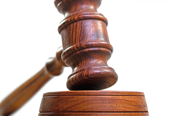 Judge's gavel against white background, close-up - Photo, Image