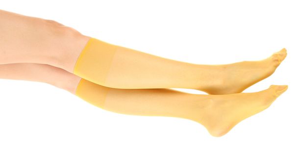 Socks on perfect woman legs, isolated on white - Fotó, kép