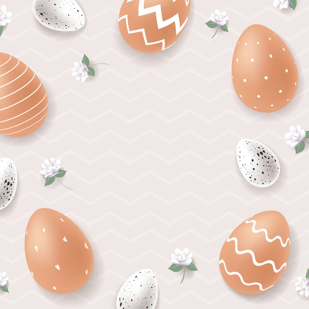 Easter banner vector template. Golden frame png. Easter eggs png. Easter  card, web banner. Stock Vector