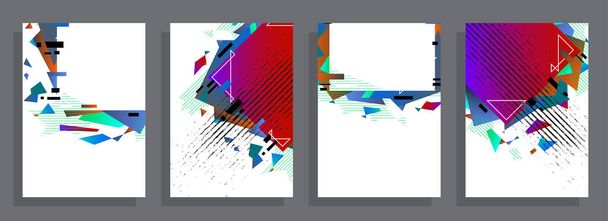 Abstract background creative cover set. Can be used for Collage page, greeting card, invitation, brochure brush strokes style, banner idea, book cover, booklet print, phone case print, Eps10 vector. - Vector, Image