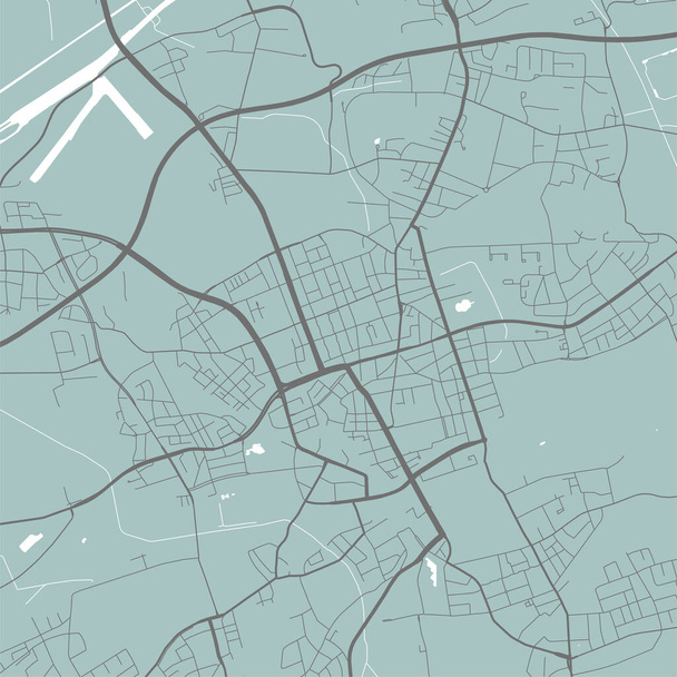 Mapa vetorial de Gelsenkirchen, Alemanha, Estado da Alemanha. Ilustração de cartaz de mapa de rua. Gelsenkirchen mapa arte. - Vetor, Imagem