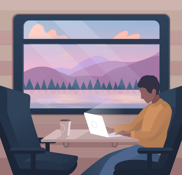 Freelancer work illustrations in flat vector and working on a project - Vector, Image
