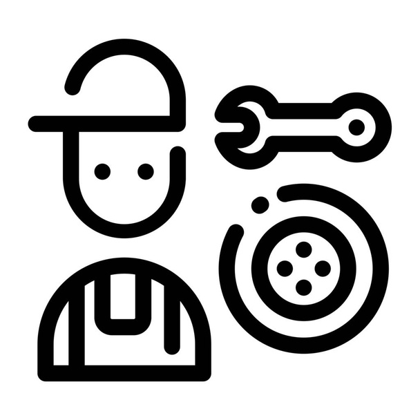 Reparatie, Mechanisch, Werktuig, Avatar, Service, Wiel, Man icoon van Beroep avatar Outline - Vector, afbeelding
