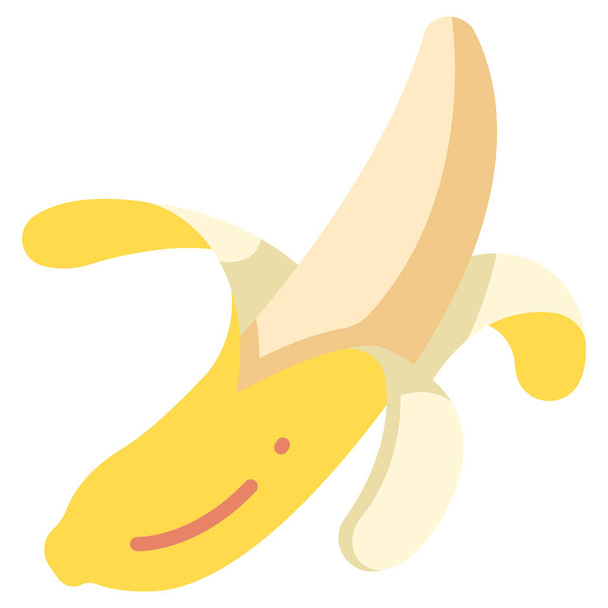 Фрукты, бананы, еда, вегетарианская, веганская, органическая, здоровая икона из Vegan Flat - Вектор,изображение