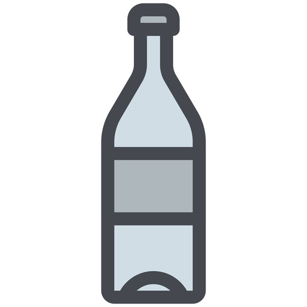 Botella, Vino, Lleno, Agua, Copa, Icono de bebida  - Vector, Imagen
