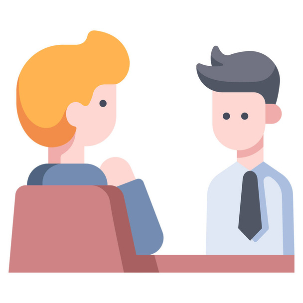 Business, Work, Office, Meeting, Job, Employment, Interview icoon van Vind een baan en Interview Flat - Vector, afbeelding