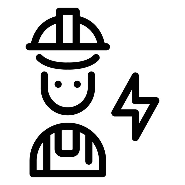 Electrician, Maintenance, Voltage, Avatar, Engineer, Worker, Electric icon from Profession avatar Outline - Wektor, obraz