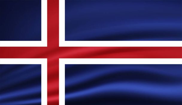 Islandská vlajka. Islandský prapor s poškrábanou texturou, grunge. - Vektor, obrázek
