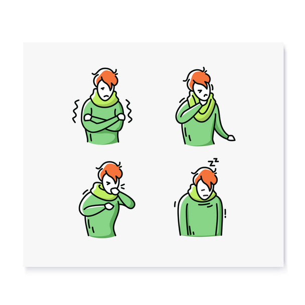 Flu color icons set - Vector, Image