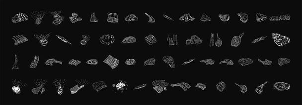 Meat - hand drawn collection. Vector. - Vector, Image