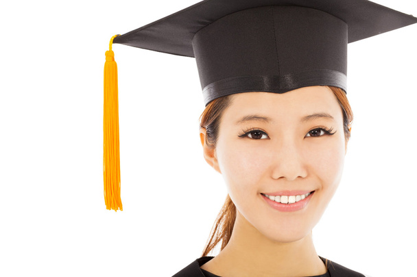 beautiful young woman college graduation isolated - Photo, Image