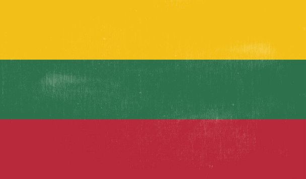 Litevská vlajka s vlnící se grunge texturou. Pozadí vektoru. - Vektor, obrázek