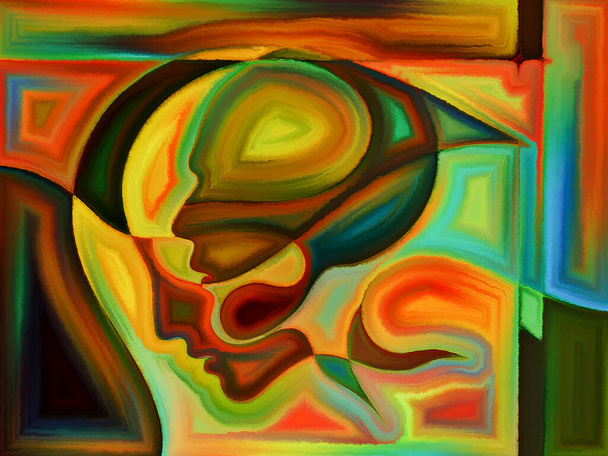 Яркий рисунок человеческих голов на тему человеческой драмы. - Фото, изображение