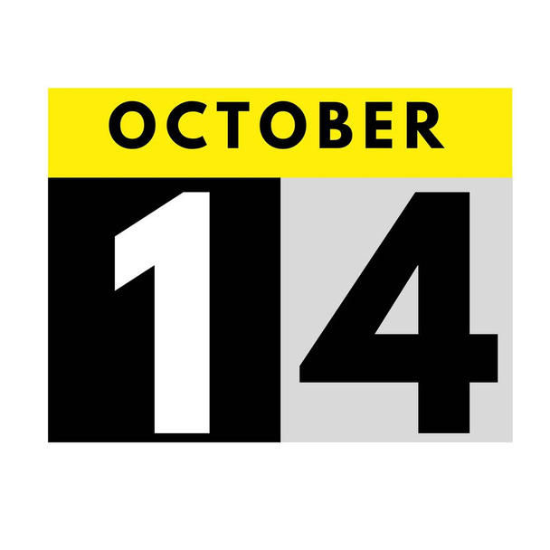 14 октября. Иконка плоского ежедневного календаря .дата, день, месяц .календарь на октябрь - Фото, изображение